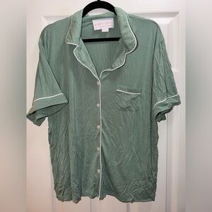 Birdy Grey Green Pajama Set with White Trim